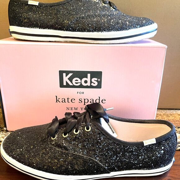 ♠️ Keds x Kate Spade Champion Glitter Women’s Sneaker-Black Size 6.5W - Picture 14 of 15